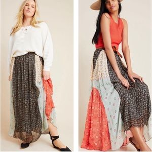 Anthropologie Margot Boho Pleated Maxi Skirt 14 Verb label